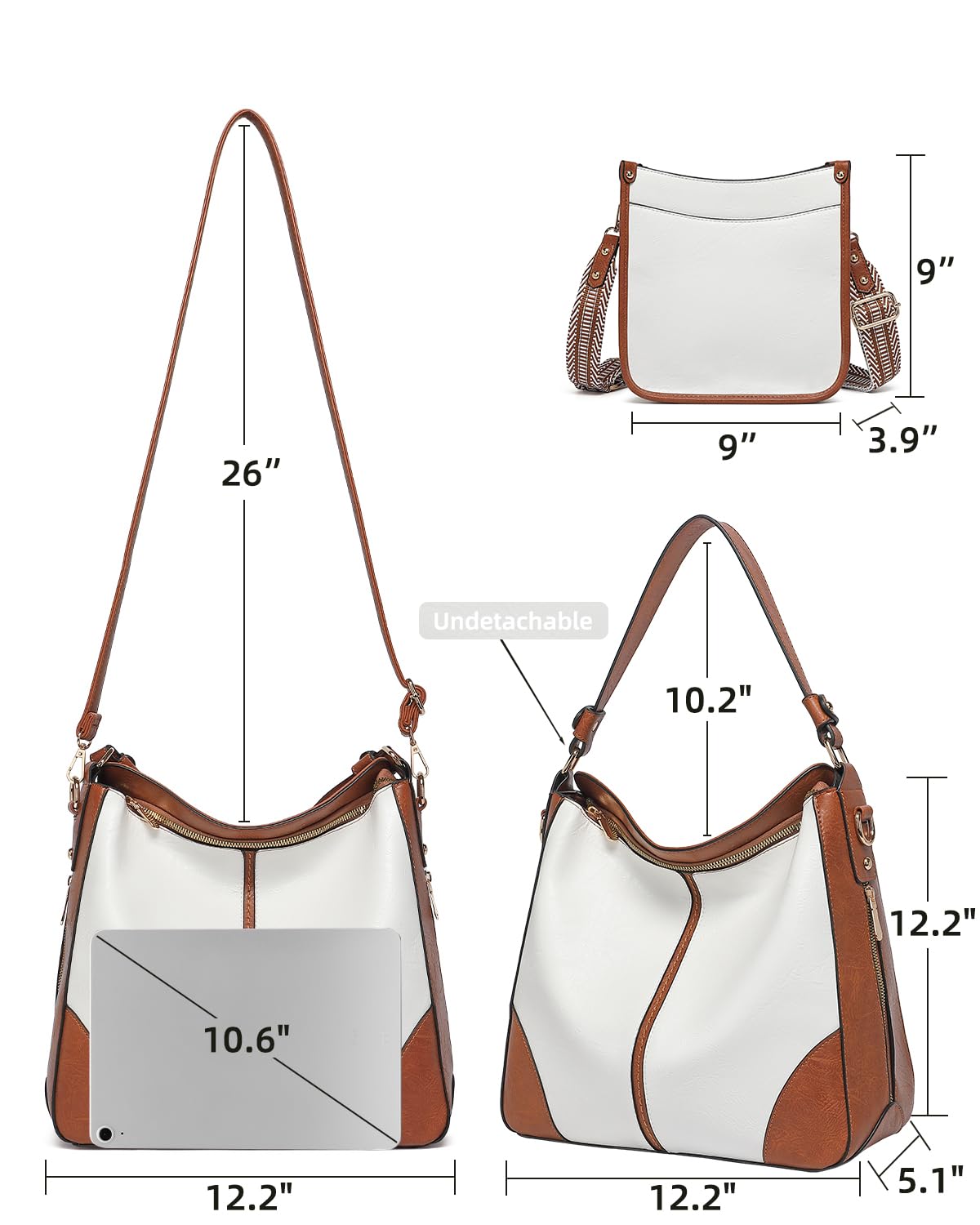 Purses for Women 3PCS, Crossbody Bags Set Large Leather Purse Shoulder Handbags with Wallet Adjustable Straps for Ladies Tote