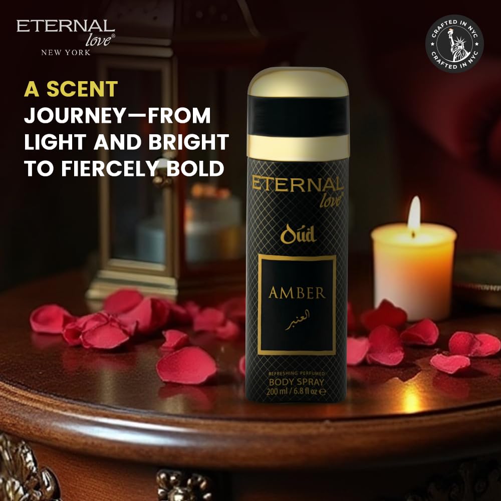 Eternal Love Amber Oud - Long Lasting Unisex Eau de Parfum - Warm Woody Oriental Fragrance with Oud & Amber - Dubai Inspired Arabic Scent - 3.4oz