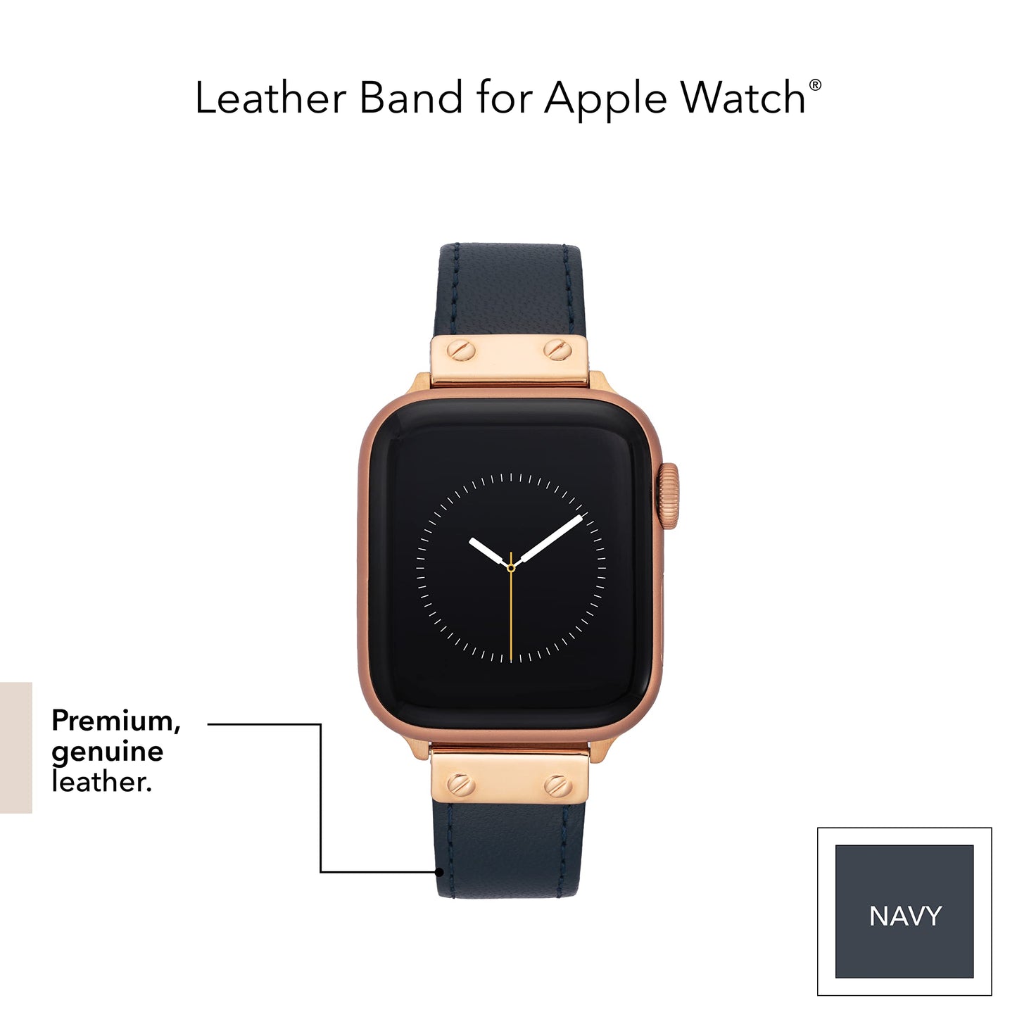 Anne Klein Leather Fashion Band for Apple Watch Secure, Adjustable, Apple Watch Band Replacement, Fits Most Wrists