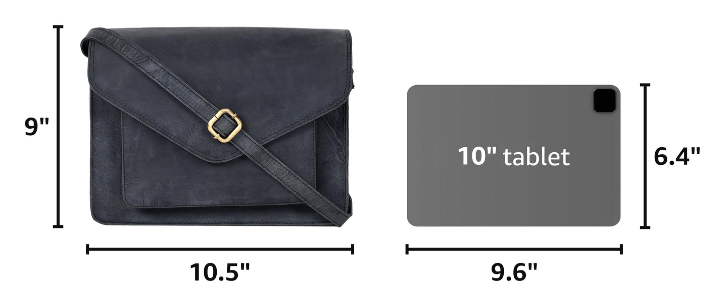 Leather Flapover Crossbody Handbag Purse for Women with Adjustable Strap & Overflap Snap Closure Tote/Bag