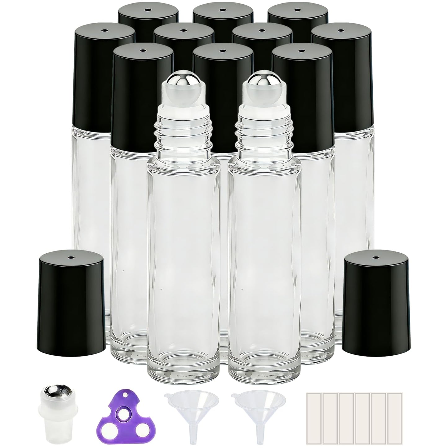 PrettyCare 4 Pack Amber Glass Oil Roller Bottles for Essential Oils 10ml, Roll On Bottles with Stainless Steel Roller Ball Leak-Proof Perfume Travel Refillable Bottle Empty, Beauty & Personal Care