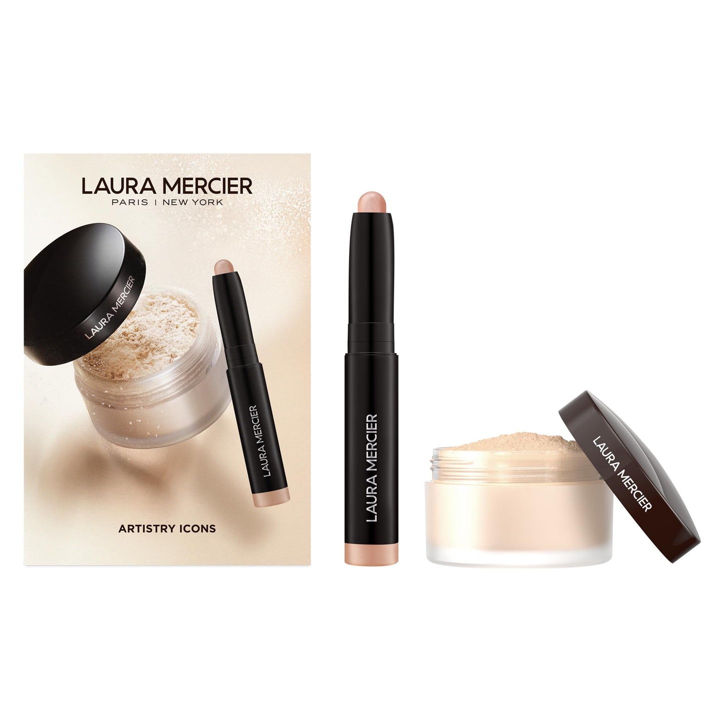 Laura Mercier Translucent Loose Setting Powder, 24HR Shine Control, Soft Matte Finish, Long-Lasting Wear, Normal to Oily Skin, 4 Shades for Virtually All Skin Tones, Artistry Icons Set