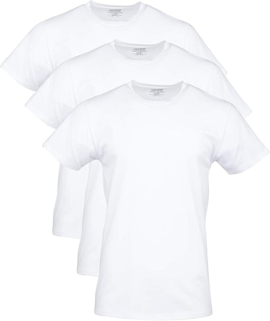 Gildan Men's Cotton Stretch T-Shirts, Multipack, Artic White (Crew 3-Pack), Large (Clearance)