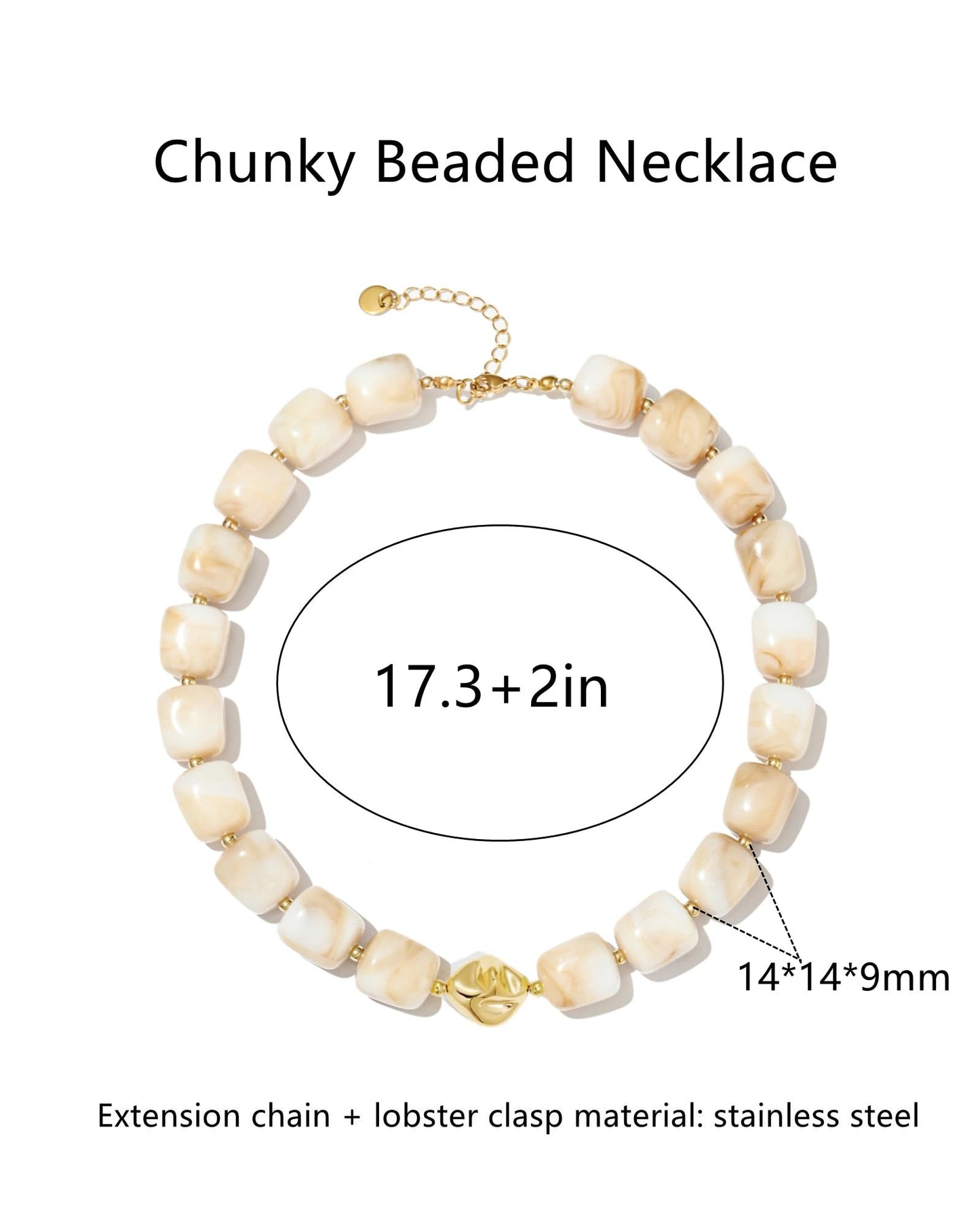 Chunky Beaded Statement Necklace for Women Trendy Colorful Boho Resin Bead Choker Necklaces Summer Handmade Jewelry Gifts Accessories