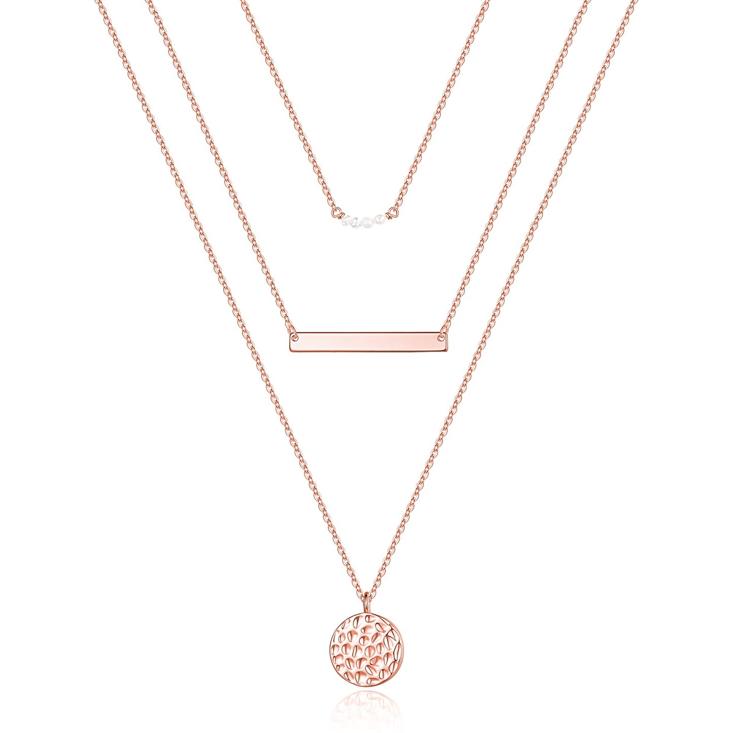 Turandoss Dainty Layered Choker Necklace, Handmade Y Pendant Necklace Multilayer Bar Disc Necklace Adjustable Layering Choker Necklaces for Women