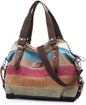 Canvas Handbag Multi-Color Striped Lattice Cross Body Shoulder Purse Bag Tote-Handbag for Women | Striped
