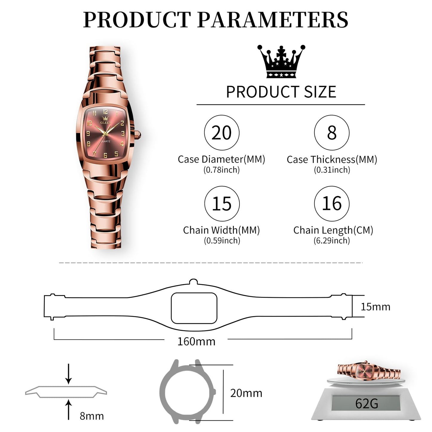OLEVS Watch Women Luxury Classic Stainless Steel Small Wrist Dress Watches for Women Waterproof Analog Day Date Dainty Fashion Dress Female Watch-(Black/Rose Gold/Gold Face)