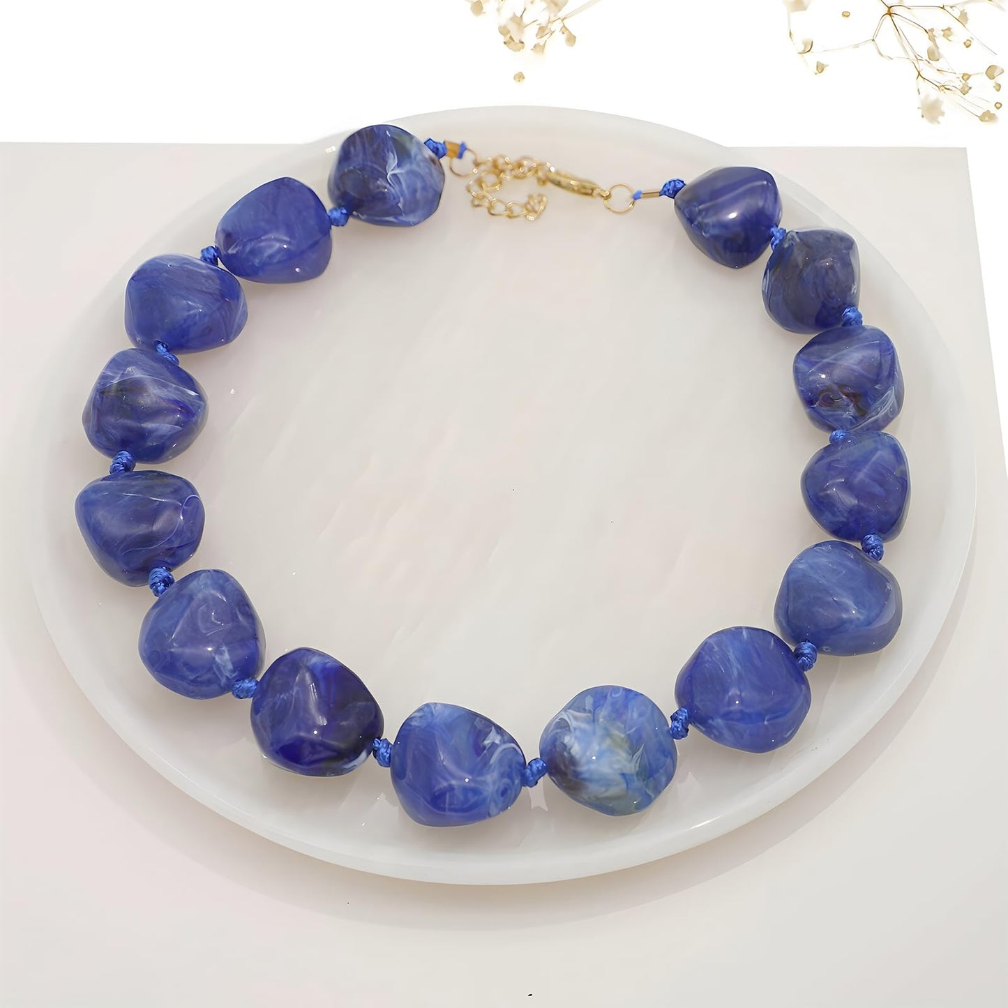 We We Chunky Colorful Beaded Necklace for Women Large Boho Statement Bead Chokers Necklaces Turquoise Blue Big Beads Jewelry Neck Summer Beach