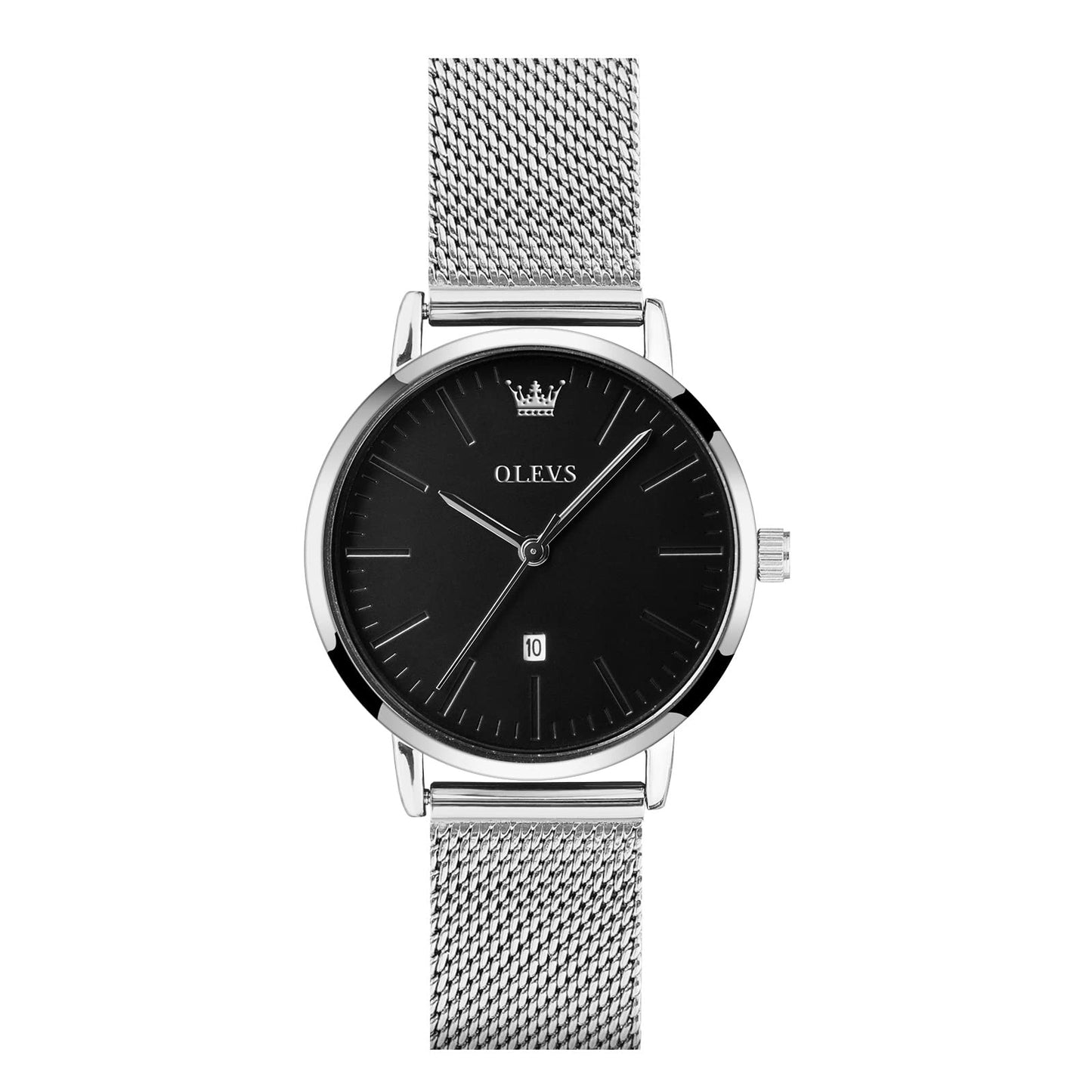 OLEVS Women's Mesh Bracelet Watch, Elegant Large Face Three Hand Analog Quartz Womens Wristwatch, Pretty Slim Date Display Waterproof Ladies Watches for Small Wrists