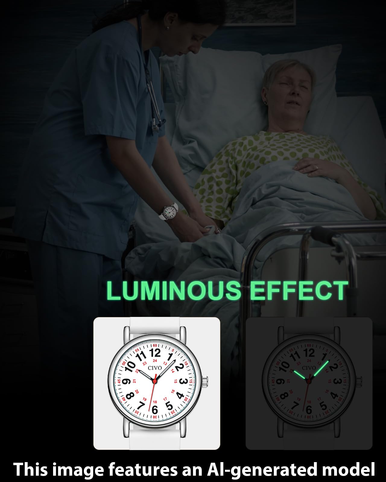 CIVO Nurse Watches for Women Men: Analog Waterproof Watch with Easy Read Dial Second Hand - Gifts for Nurses Medical Student Doctors