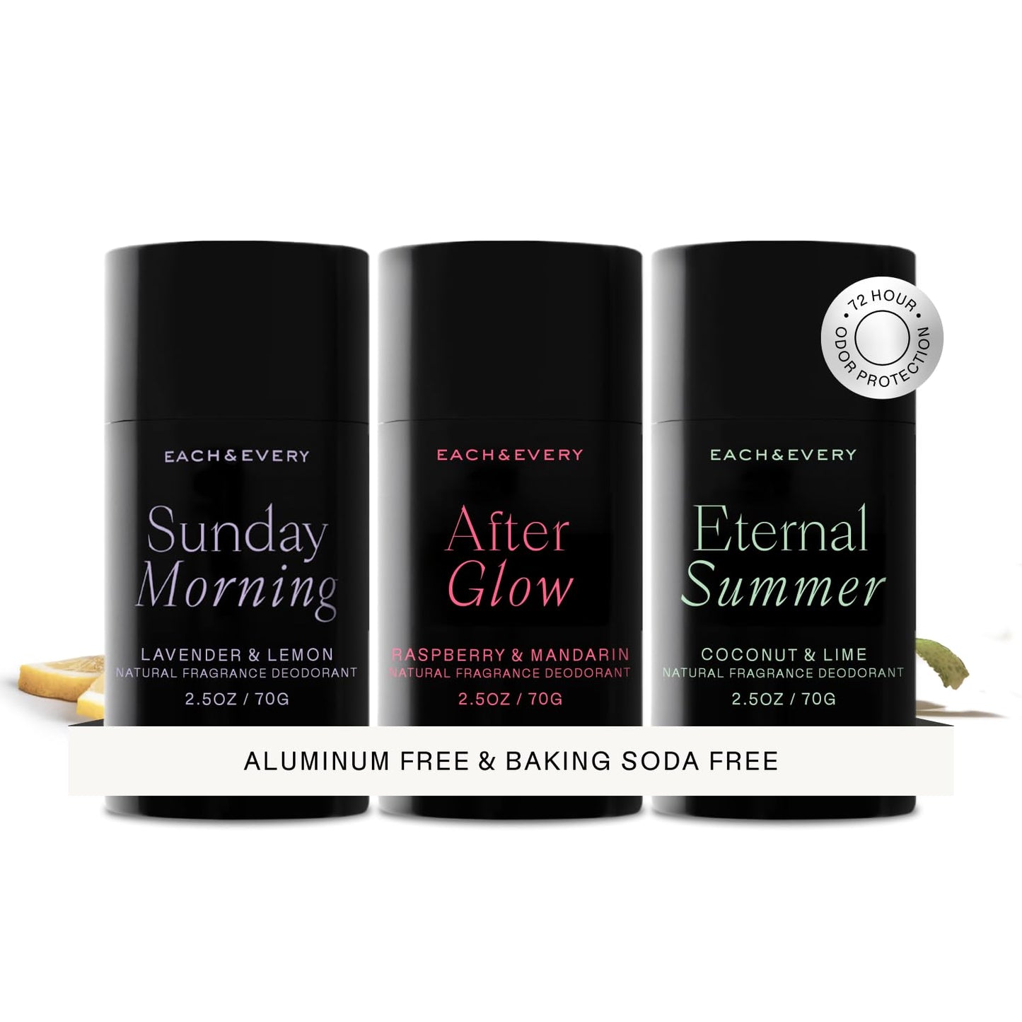 Each & Every Aluminum Free Deodorant for Women & Men – Natural Fragrance All Day Odor Protection, Non-Toxic Deodorant for Sensitive Skin, EWG Verified, Baking Soda Free - Multiple Scents 3 Pack, 2.5oz