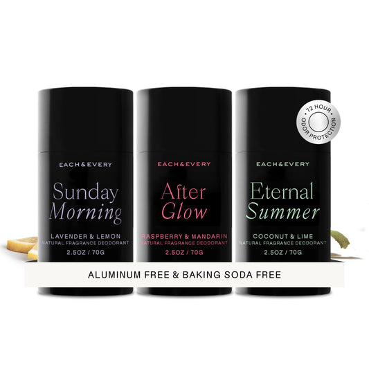 Each & Every Aluminum Free Deodorant for Women & Men – Natural Fragrance All Day Odor Protection, Non-Toxic Deodorant for Sensitive Skin, EWG Verified, Baking Soda Free - Multiple Scents 3 Pack, 2.5oz