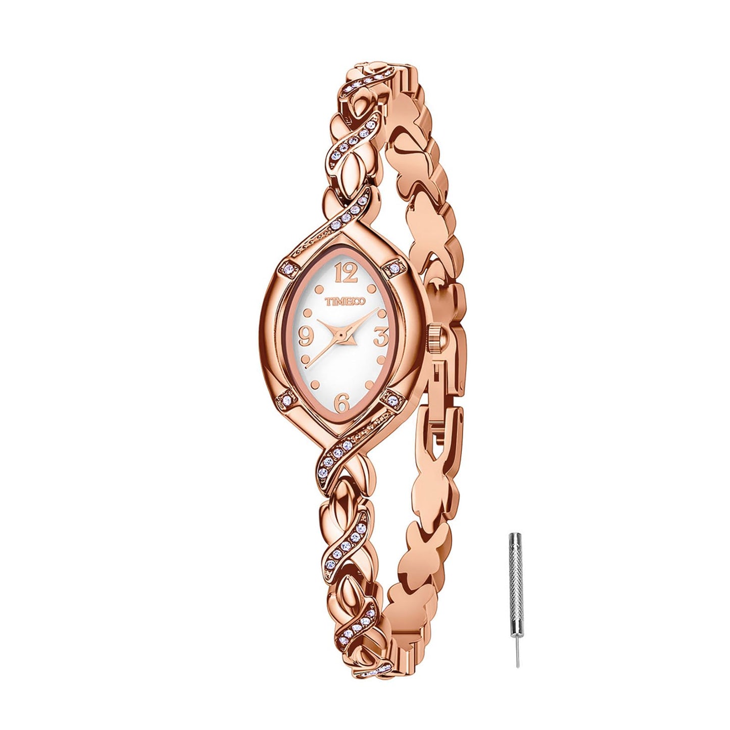 TIME100 Women's Bracelet Watches Ladies Quartz Wrist Watch with Green Dial Bezel with Crystals in Movement Bracelet Strap with Diamonds Waterproof