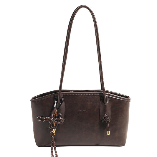 Shoulder Bag for Women Brown Purse Vintage Leather Shoulder Handbag Trendy Everyday Purse with Pendant