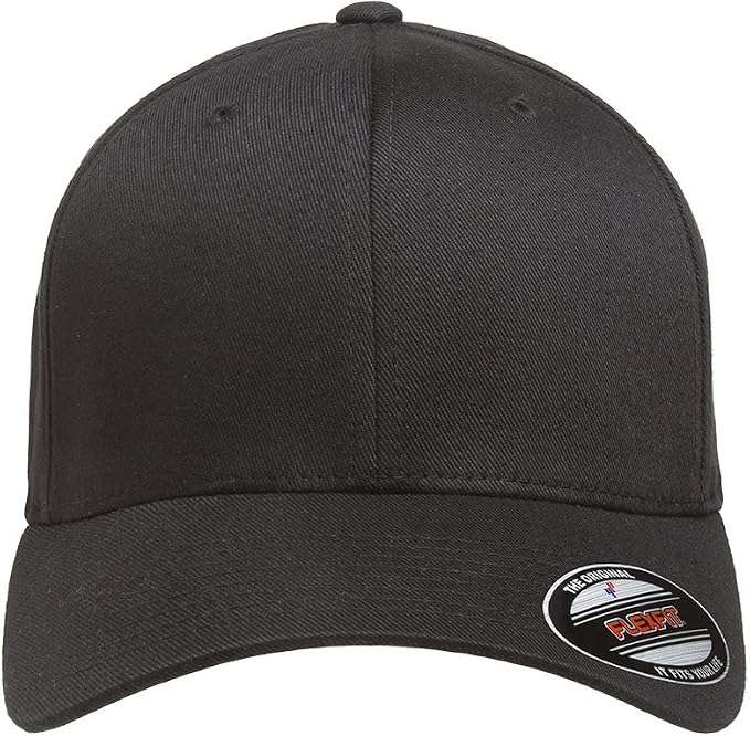 Flexfit Men's Wooly Combed Twill Fitted Baseball Cap, Black, Large-X-Large (Clearance)