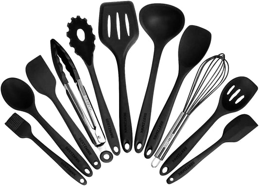 Kitchen Utensil Set - 11 Cooking Utensils - Colorful Silicone Kitchen Utensils - Nonstick Cookware with Spatula Set - Colored Best Kitchen Tools Kitchen Gadgets