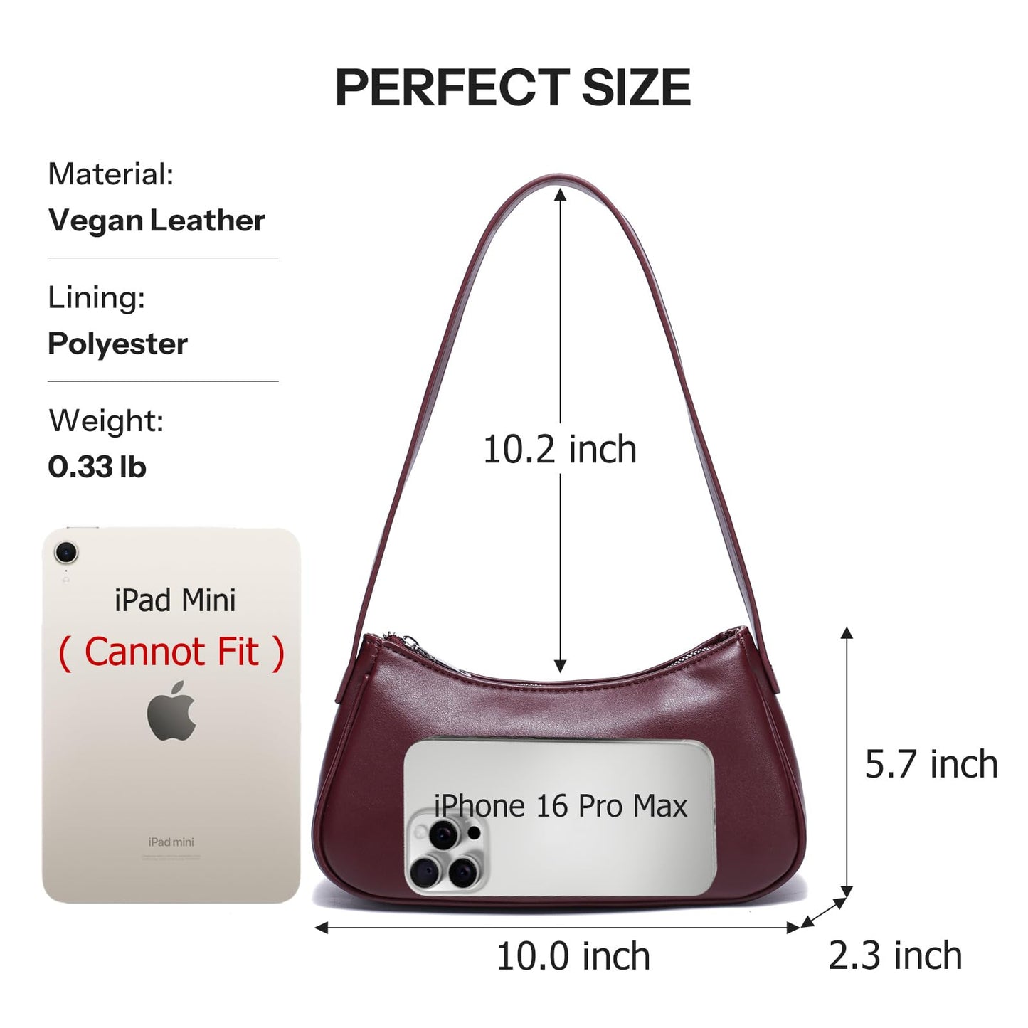 Small Shoulder Bag for Women Cute Mini Purse Trendy Vegan Leather Y2k Crescent Handbag