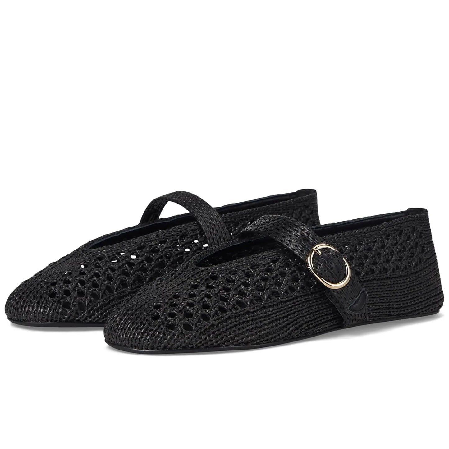 Woven Ballet Flats Women Mesh Raffia Flats Round Toe Mary Janes Comfortable Ballerina Flat Shoes