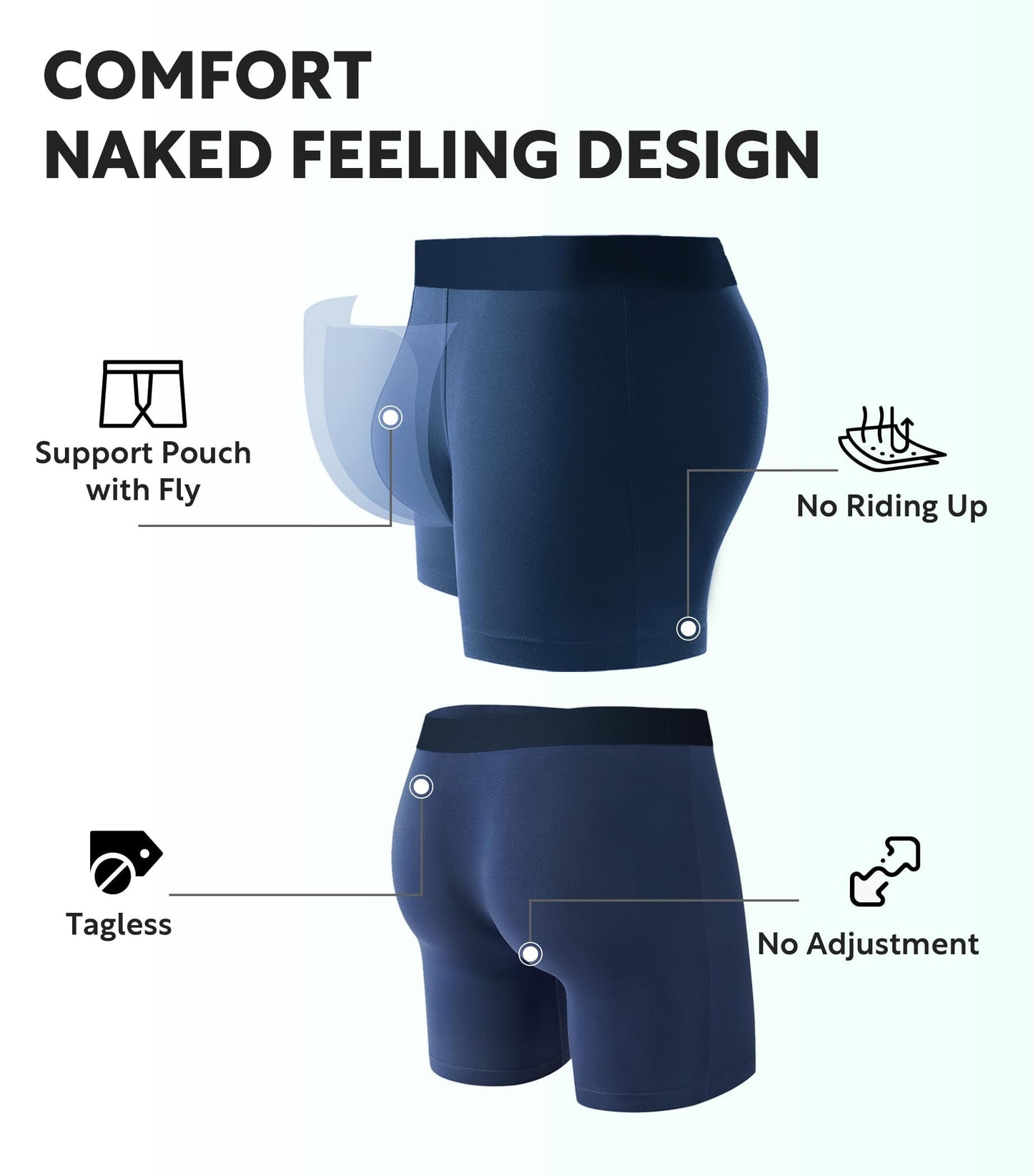 DAVID ARCHY Men's Ultra Soft Underwear Modal Boxer Briefs Slim Fit 6.5" | Second Skin Fabric Breathable, Smooth Low-Profile Waistband, Easy Access Side Fly, Tagless Anti Chafing for All-day Comfort