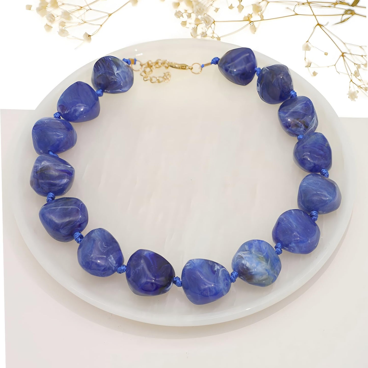 We We Chunky Colorful Beaded Necklace for Women Large Boho Statement Bead Chokers Necklaces Turquoise Blue Big Beads Jewelry Neck Summer Beach