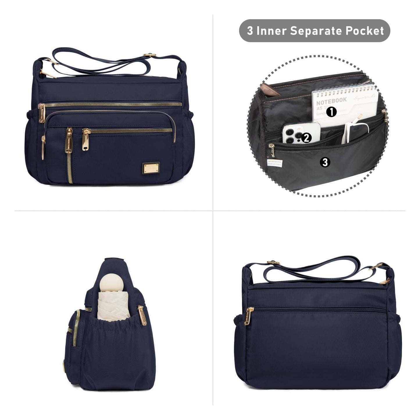 NPBAG Crossbody Bag for Women, Shoulder Purse Handbag Messenger Bag, Trendy Pocketbooks, Waterproof and Multi-Pockets