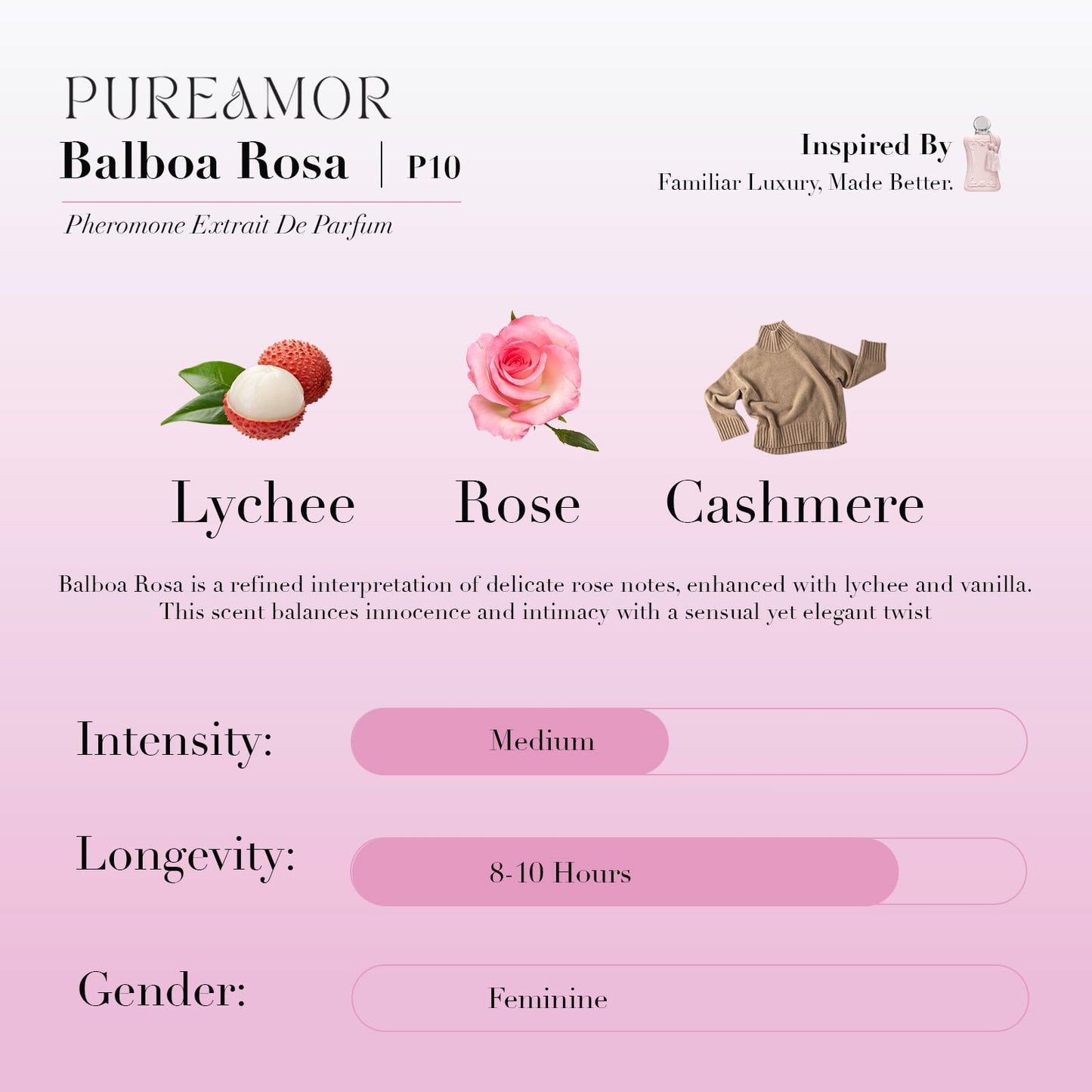 PUREAMOR Pheromone Perfume for Women, Moonlight Mellow Extrait de Parfum - Long Lasting Sweet Floral Gourmand Scent, 30% High Concentration, Full Size Fragrance Spray, 1.0 oz / 30 ml
