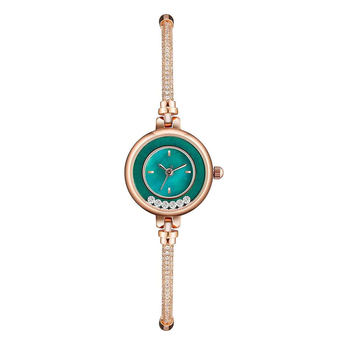 TIME100 Women's Bracelet Watches Ladies Quartz Wrist Watch with Green Dial Bezel with Crystals in Movement Bracelet Strap with Diamonds Waterproof