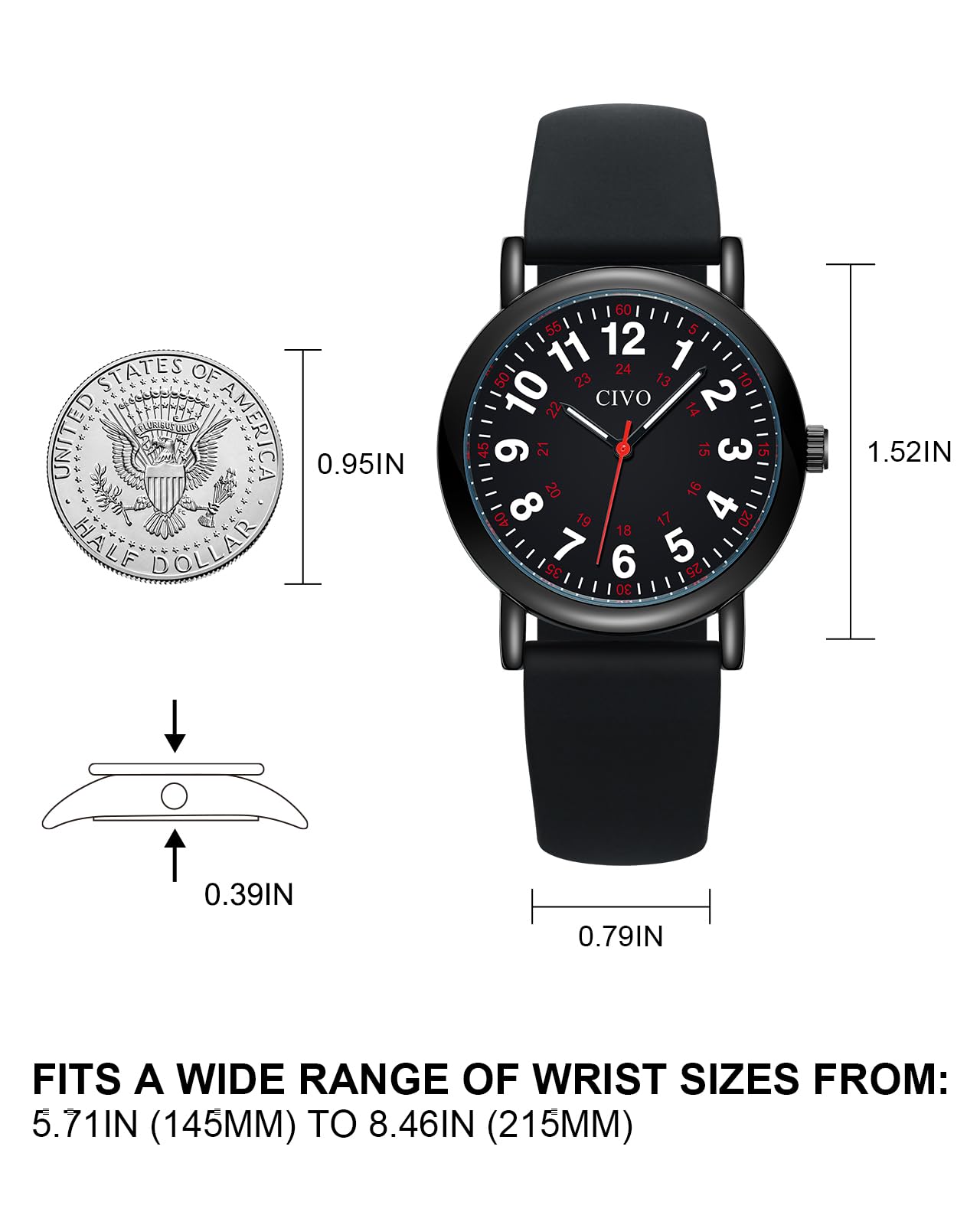 CIVO Nurse Watches for Women Men: Analog Waterproof Watch with Easy Read Dial Second Hand - Gifts for Nurses Medical Student Doctors