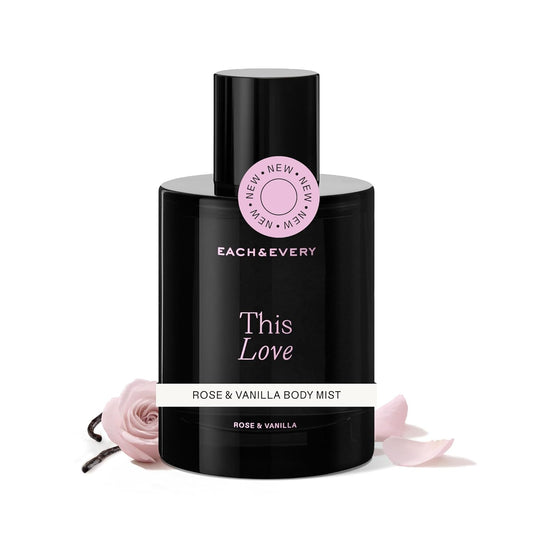 Each & Every Hair & Body Mist - Hair Perfume & Body Spray for Women & Men, 100% Natural Fragrance Rose & Vanilla, Soft Floral Inviting (This Love) - Vegan, Paraben Free, 3.4 fl oz