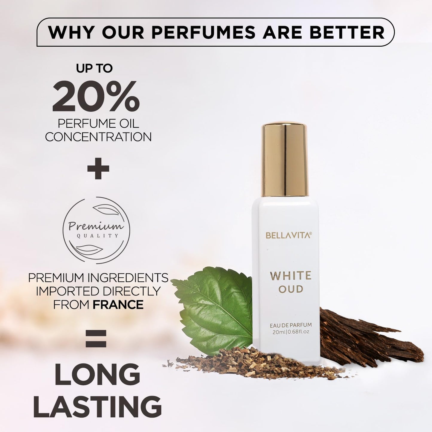 Bellavita Luxury WHITE OUD Eau de Parfum | 20 ml (0.7 fl.oz.) | Travel Size Perfume for Men and Women | Fruity, Artemisia Lemon, Freesia, and Tobacco Notes | Long Lasting Unisex Fragrance