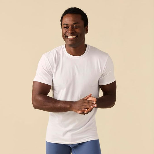 Gildan Men's Cotton Stretch T-Shirts, Multipack, Artic White (Crew 3-Pack), Large (Clearance)