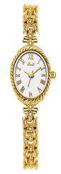 Gosasa Small Gold Watches for Women Vintage Dainty Oval Roman Numeral Dial Analog Slim Bracelet Alloy Band Water Resistant Dress Wrist Watch Elegant Gift