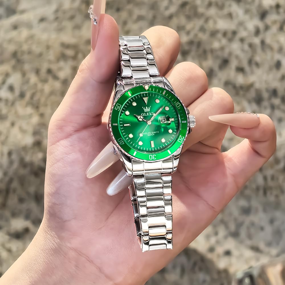 OLEVS Watch Women Silver Watches for Women Luxury for Small Wrists Dress Stainless Steel Women's Wrist Watches Easy to Read Reloj para Mujer Black/Blue/Gold/Green/Pink/Purple
