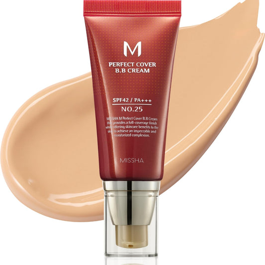 MISSHA M Perfect Cover BB Cream No.23 Natural Beige -Light/Medium with Cool/Neutral Undertone SPF 42 PA +++ 1.69 Fl Oz - Tinted Moisturizer for face with SPF