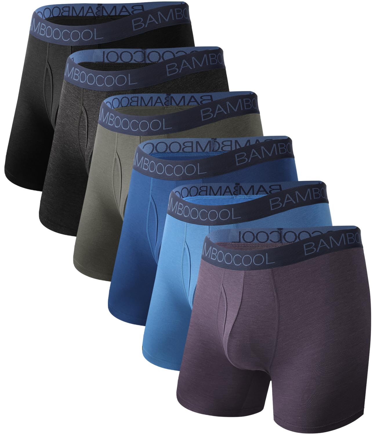 BAMBOO COOL Ultra Soft Mens Underwear Boxer Briefs Multi-pack | Bamboo Fabric‌,No Ride Up,More Breathable Than Cotton