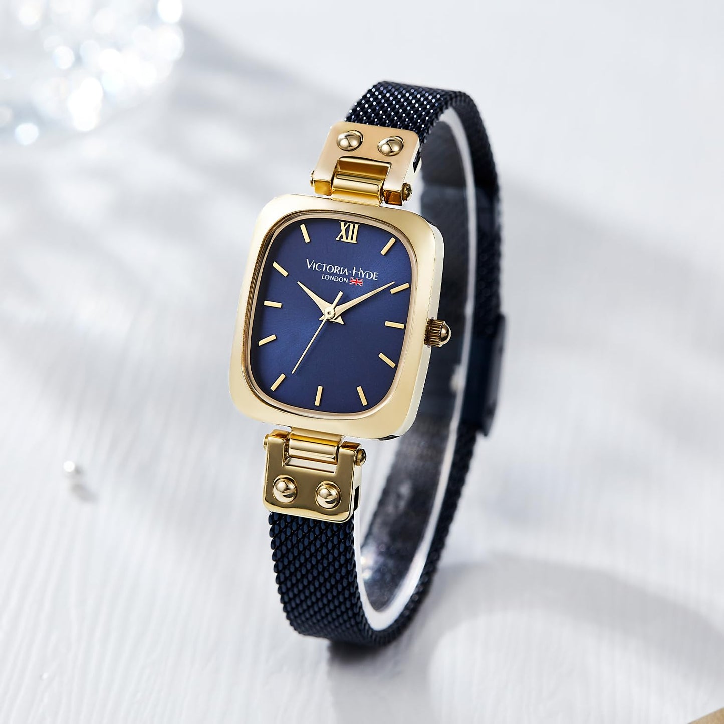 VICTORIA HYDE Dainty Women's Wrist Watch, Rectangle Watches for Women, Womens Watch with Stainless Steel Bracelet or Leather Band