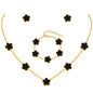 Gold Necklaces Bracelets Earring Set - 18K Gold Plated Flower Bracelet Chain,Stainless Steel Non Tarnish Floral Pendant Stud Jewelry Sets,Christmas Birthday Lucky Gift for Mom Wife Daughter Girlfriend