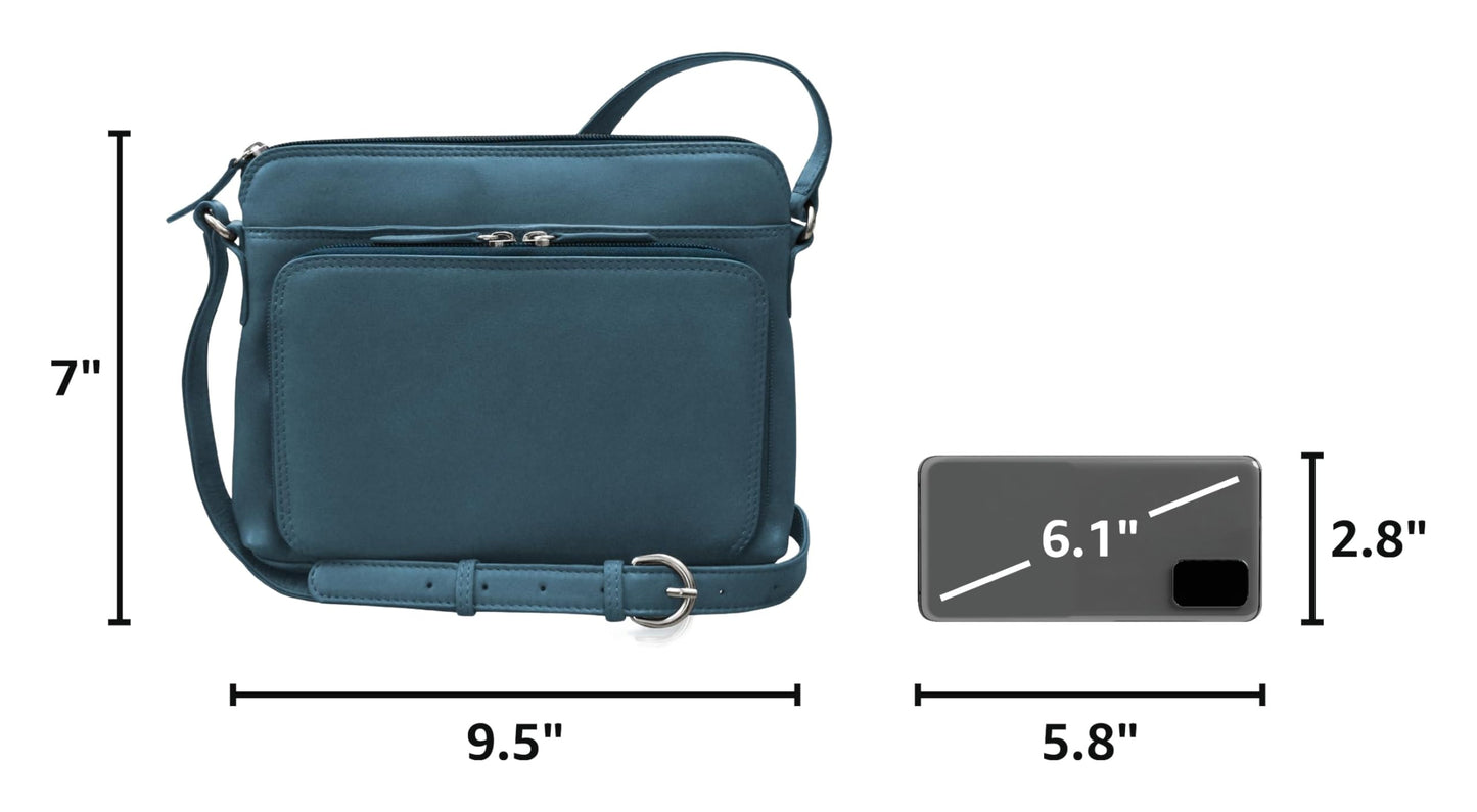 ili New York Genuine Leather Crossbody Bags for Women - Premium RFID Blocking Shoulder Bag Organizer with Adjustable Strap
