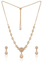 Nilu's Collection American Diamond Stone Studded | Rose Gold/Silver Plated | Anti Tarnish Jewellery Set for Women | Matching Earrings Perfect for Weddings and Special Occasions