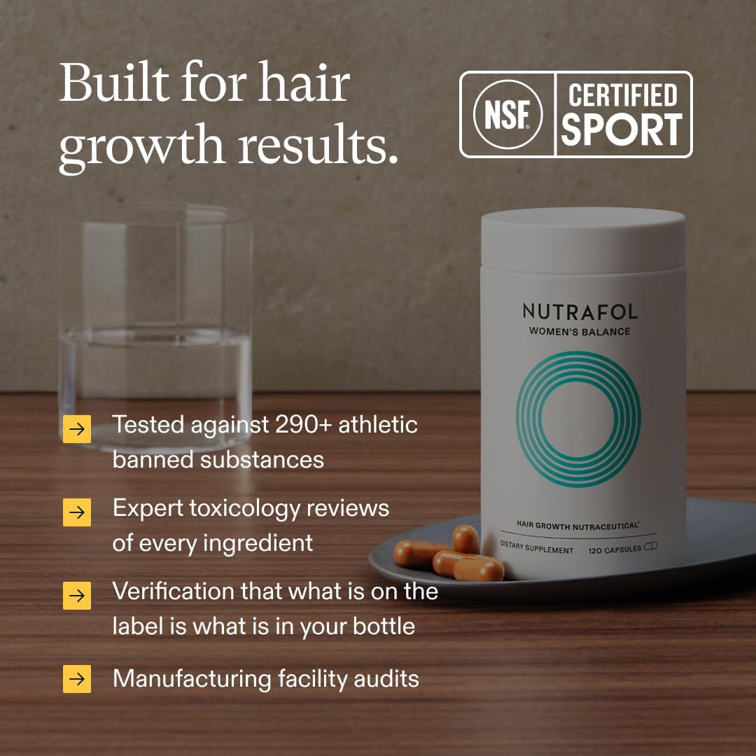 Nutrafol Women's Balance Hair Growth Supplements, Ages 45 and Up, Clinically Tested for Visibly Thicker Hair and Scalp Coverage, Dermatologist Recommended - 1 Month Supply
