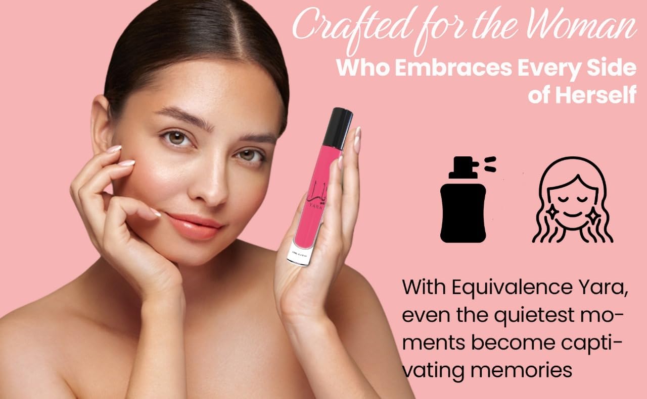 Equivalence Yara's 4 Pieces Set Eau De Parfum Spray for Women edition travel Size BUNDLE 0.34 Ounce Moi +Tous + Candy +Pink, LARGE BOTTLES NOT INCLUDED It is only a reference