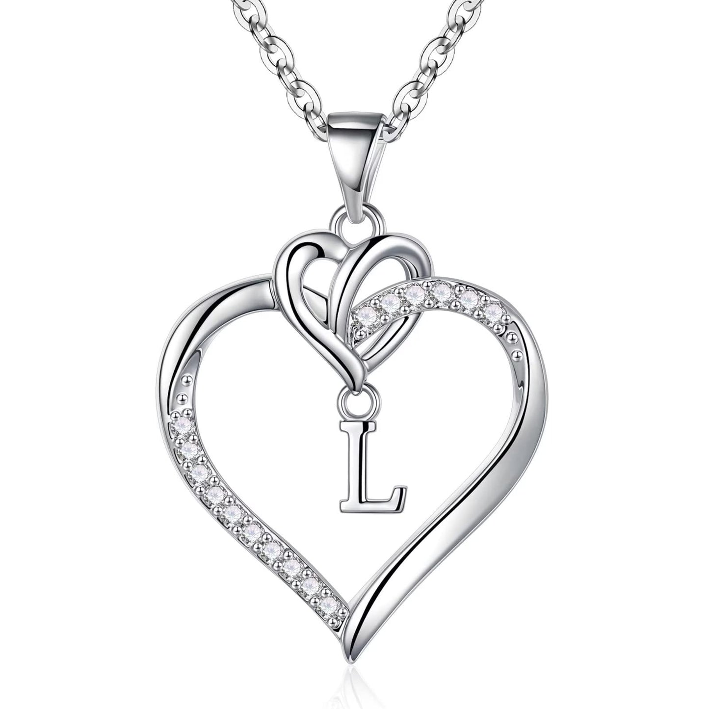 STORUP Heart Initial Necklaces for Women Girls, 14K-Gold-Plated Initial A-Z Heart Necklaces for Teen Girl Jewelry Birthday Gifts for Girls Women Her Wife Mom