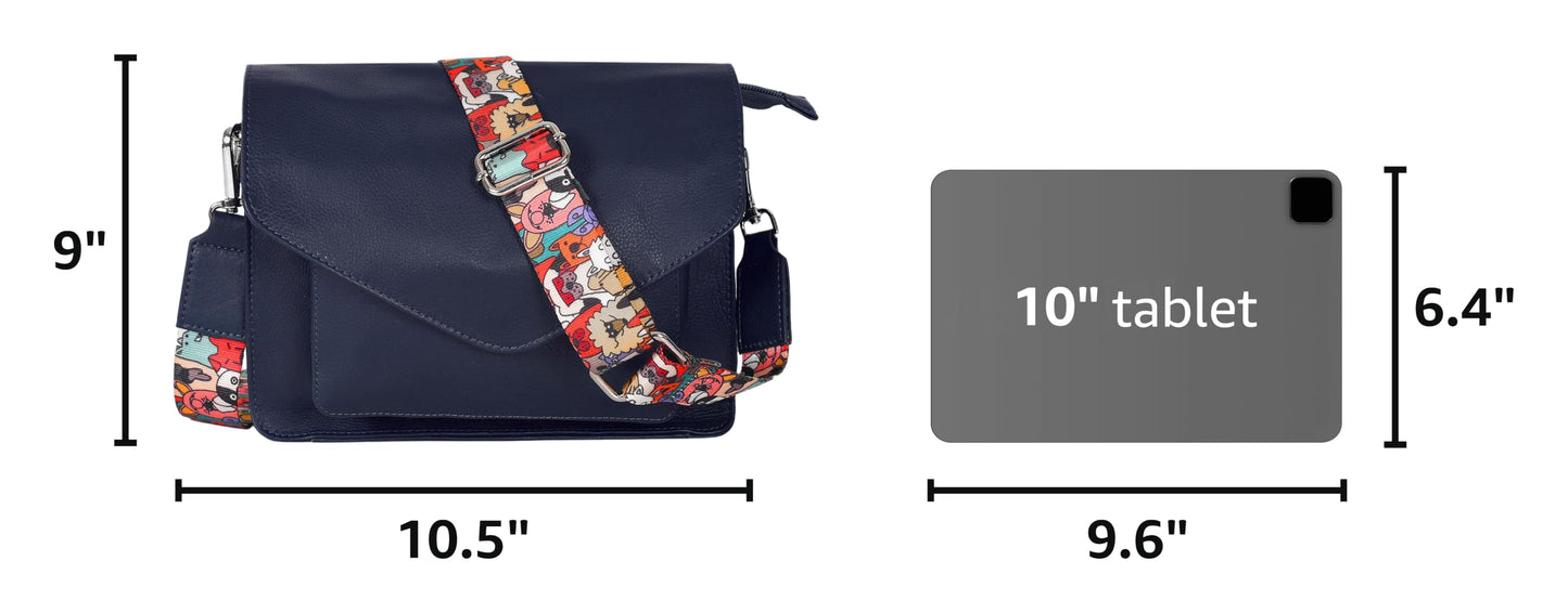 Leather Flapover Crossbody Handbag Purse for Women with Adjustable Strap & Overflap Snap Closure Tote/Bag