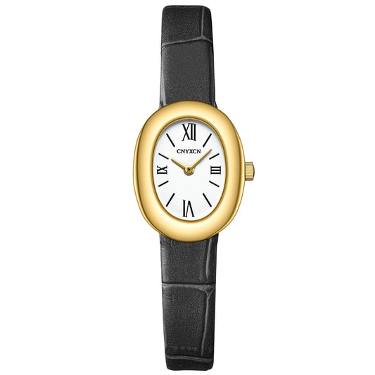 CNYXCN Women's Bracelet Gold Watch - Vintage Elegant Oval Bangle Watch - Gold Jewellery Style Quartz Wristwatch - Gift for Her