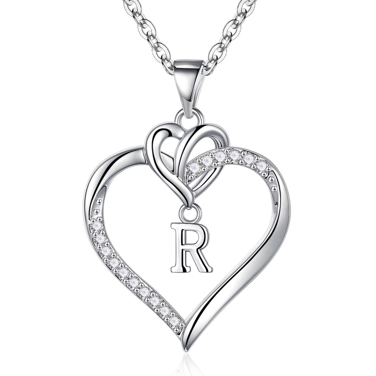 STORUP Heart Initial Necklaces for Women Girls, 14K-Gold-Plated Initial A-Z Heart Necklaces for Teen Girl Jewelry Birthday Gifts for Girls Women Her Wife Mom
