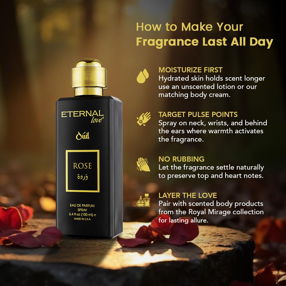 Eternal Love Amber Oud - Long Lasting Unisex Eau de Parfum - Warm Woody Oriental Fragrance with Oud & Amber - Dubai Inspired Arabic Scent - 3.4oz