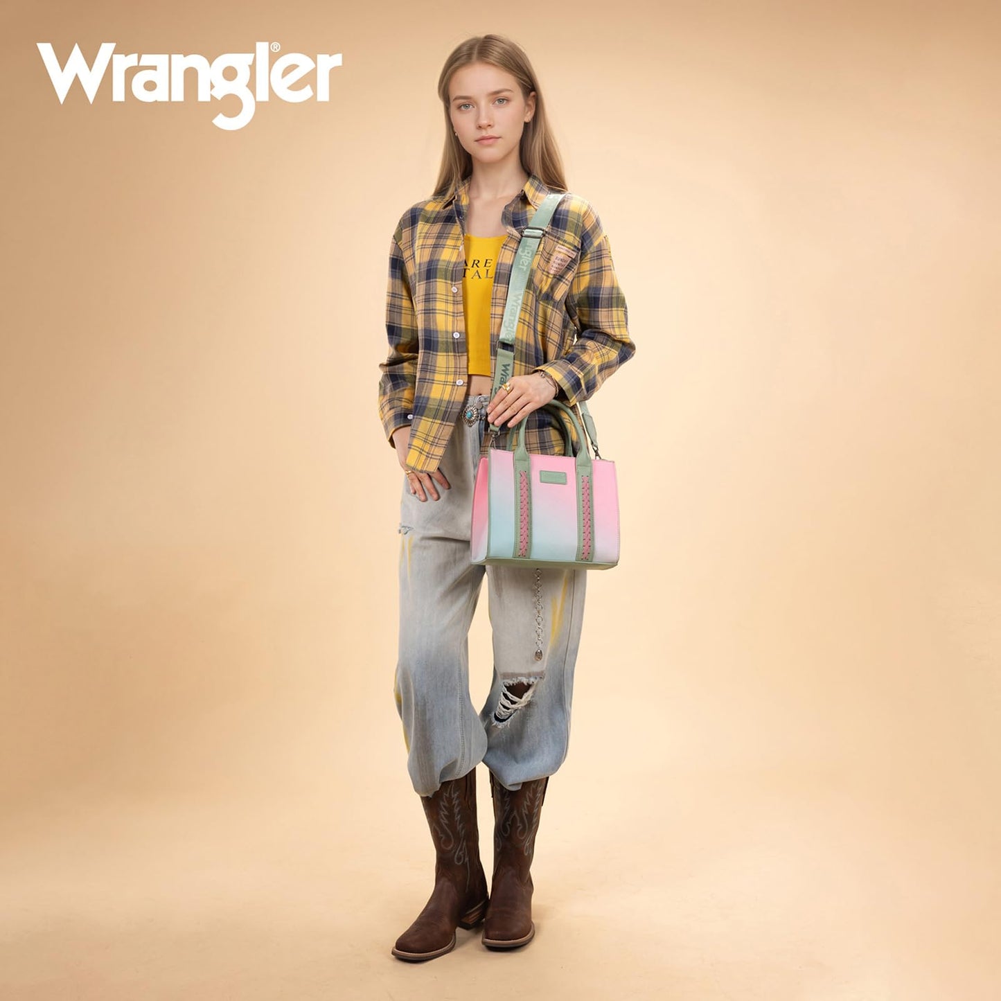 Wrangler Tote Bag for Women Designer Satchel Handbags Top-handle Purses with Strap
