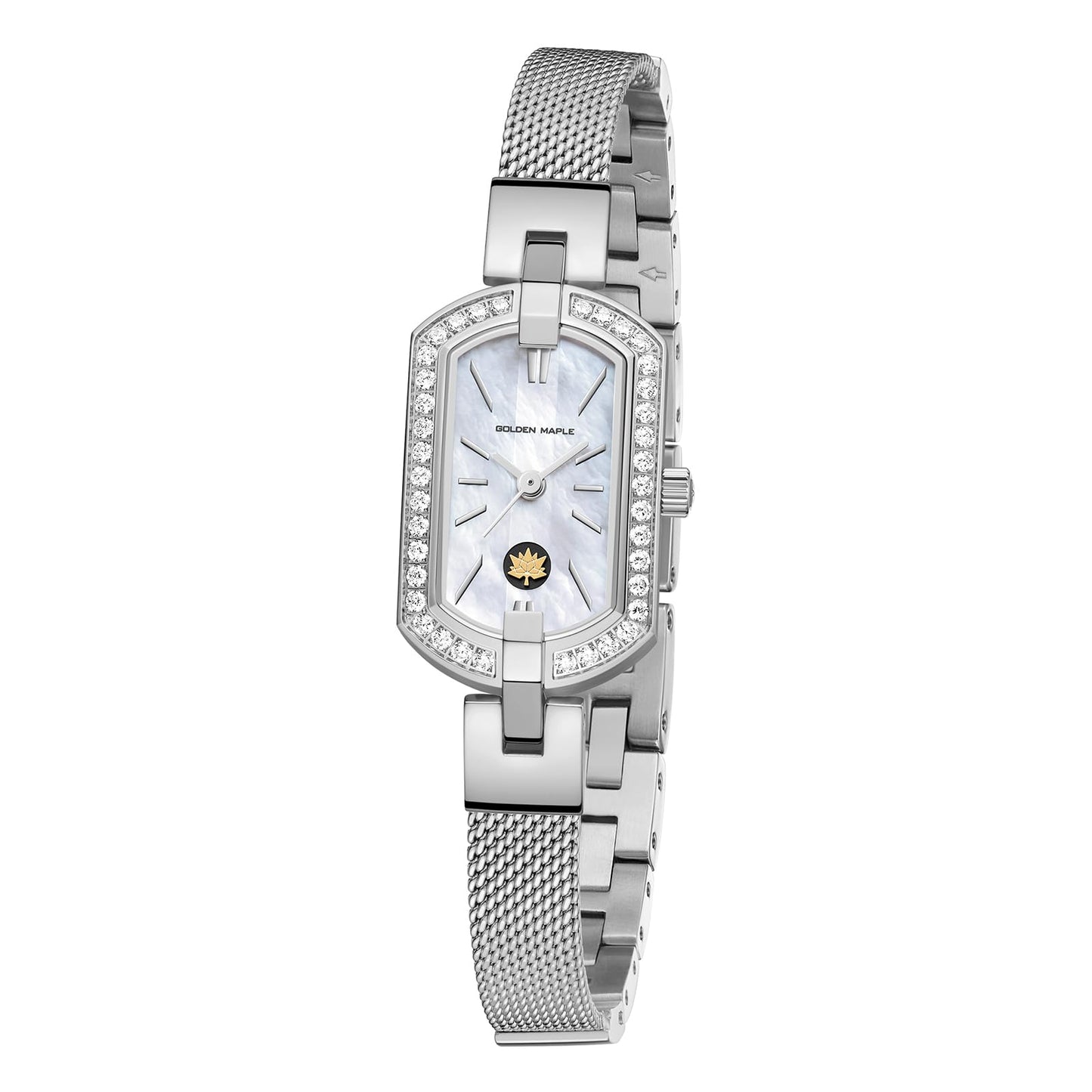 Golden Maple Watches for Women, Small Oval Stainless Steel Case, Mother fo Pearl Dial, Dainty Ladies Watches, Luxury Gifts for Her