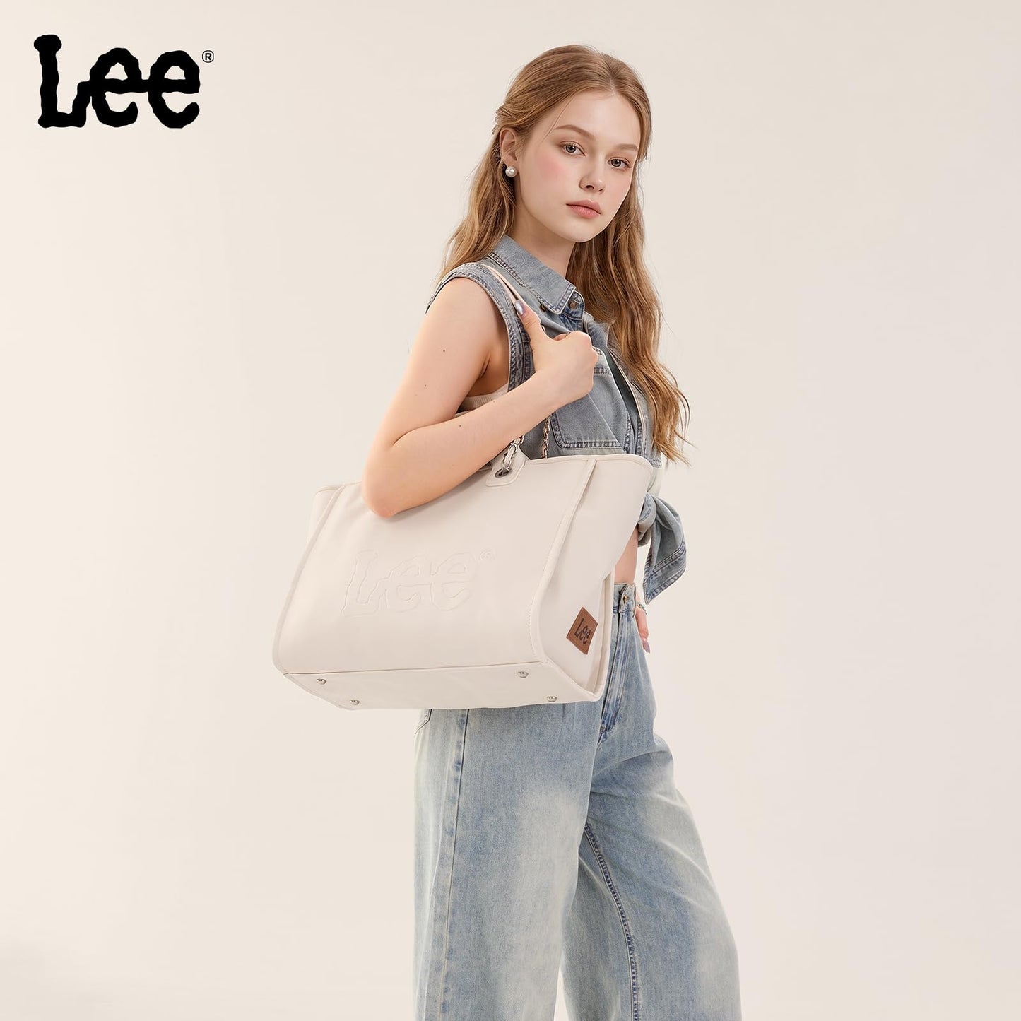 Lee Large Shoulder Tote Bag for Women Vegan Leather Top-Handle Bag