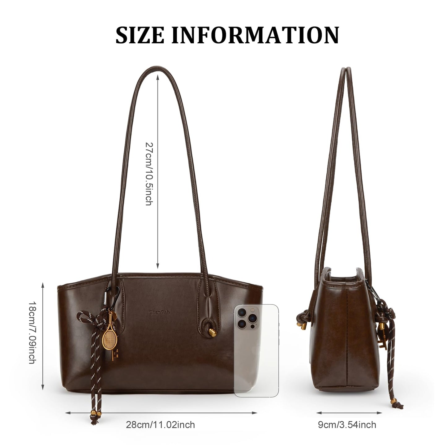 Shoulder Bag for Women Brown Purse Vintage Leather Shoulder Handbag Trendy Everyday Purse with Pendant